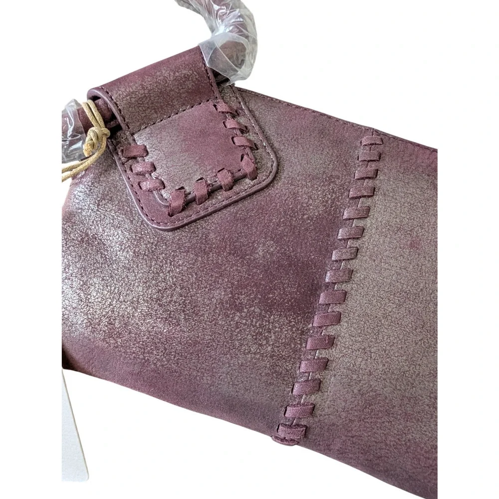 Hobo International Sable Wristlet Wallet Clutch Plum Graphite Purple New Tassel
